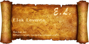 Elek Levente névjegykártya
